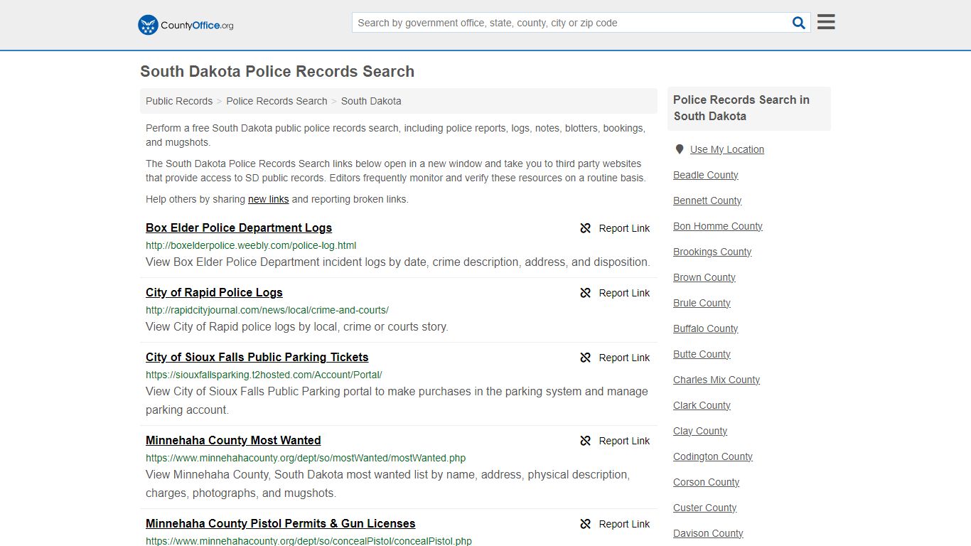 Police Records Search - South Dakota (Accidents & Arrest Records)