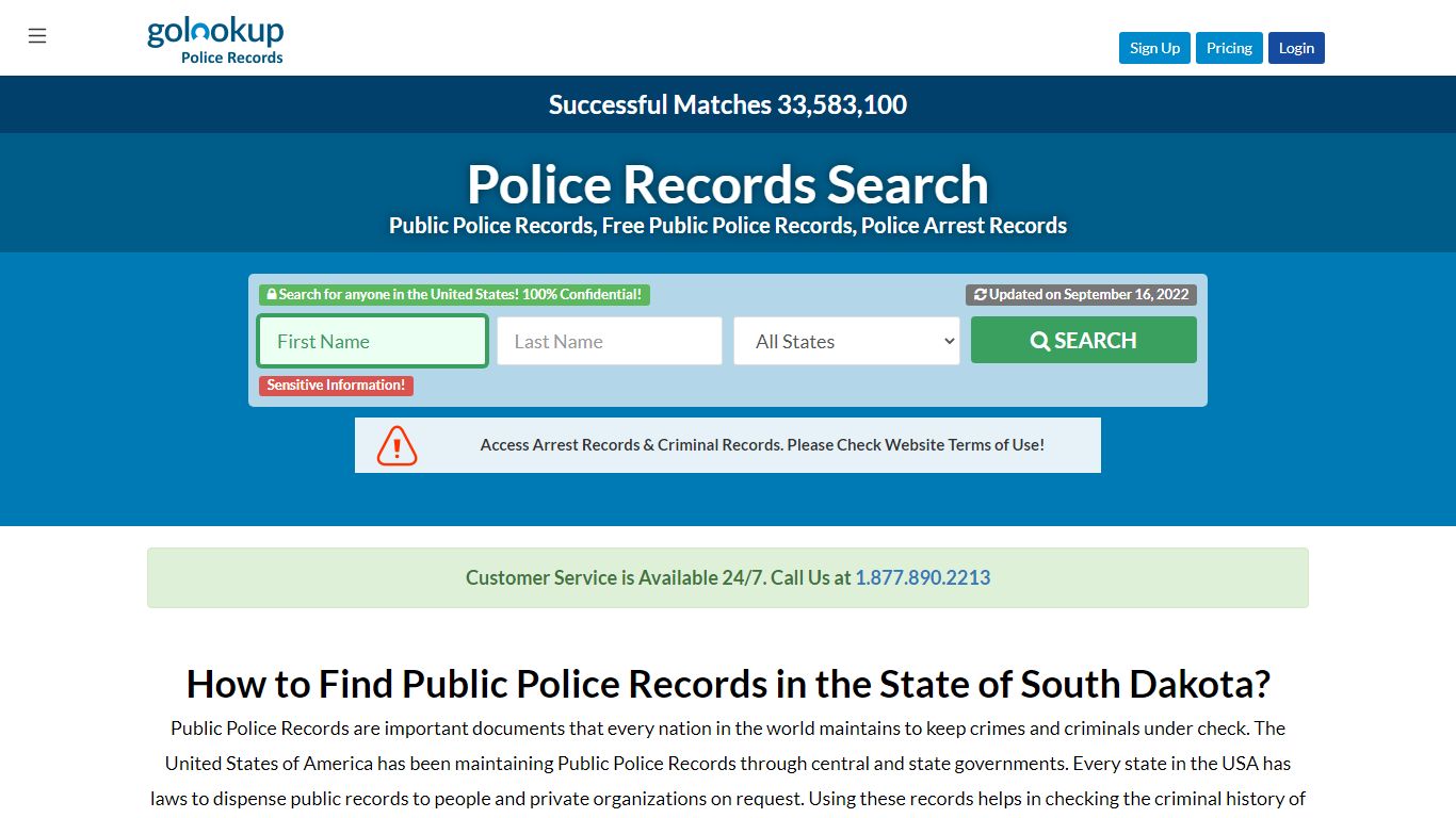 South Dakota Police Records, South Dakota Police Records Search - GoLookUp