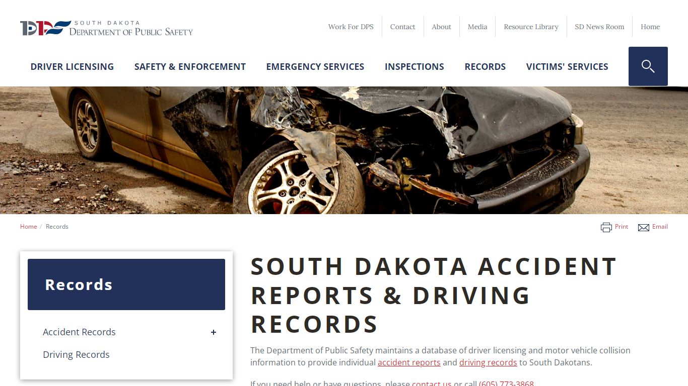 Accident Reports & Driving Records | SD DPS - South Dakota